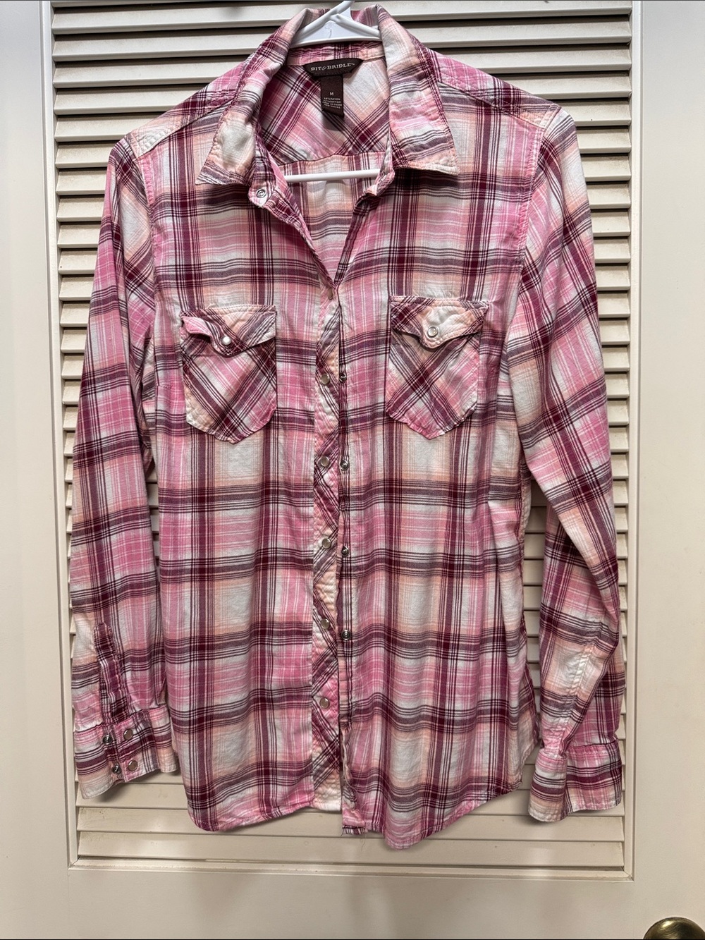 Bit & Bridle Pink and Burgundy Plaid Button-Up Shirt
